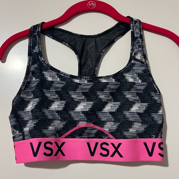 VSX Black and Gray Sports Bra with Pink Band - Picture 1 of 5